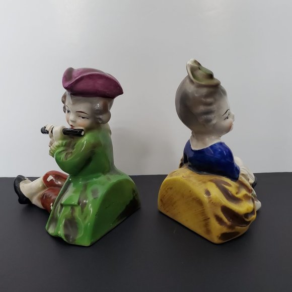 RARE * Vintage Authentic Hummel Bookends Colonial Boy & Girl Musician Figurines - Picture 4 of 9
